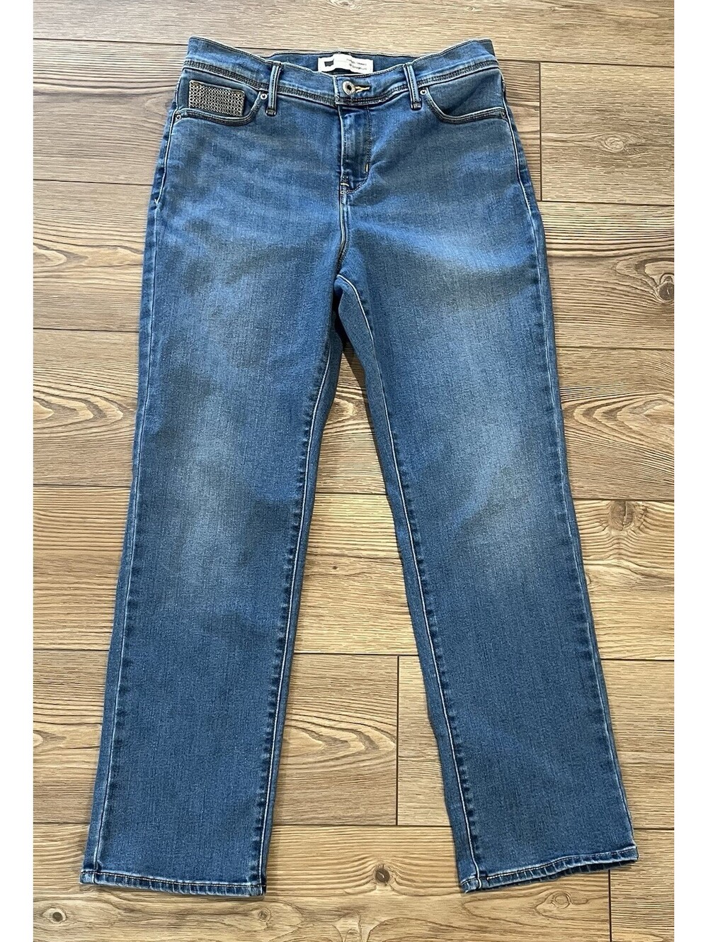 Levi's 512 Perfectly Slimming Straight Jeans Women's 28x27 Ankle Cropped Blue